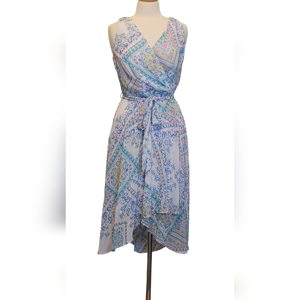 Chaps Paisley Scarf A-line Wrap Spring Summer All Occasion Midi Dress